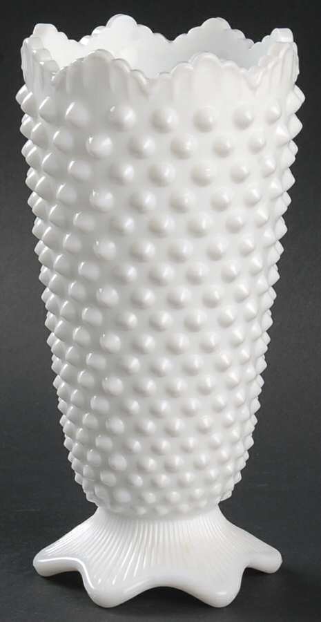 Hobnail Milk Glass Medium Crown Top Vase by Fenton-1