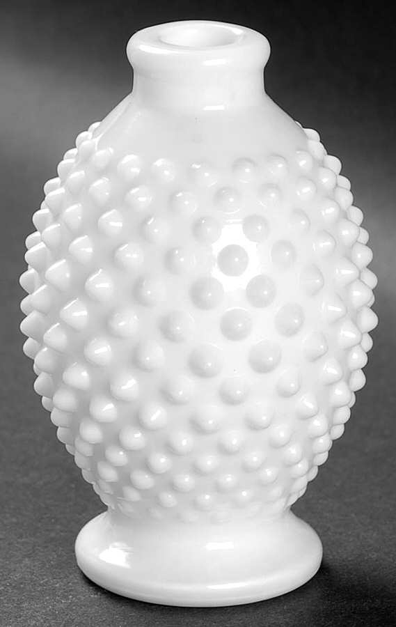 Hobnail Milk Glass Round Perfume Bottle No Stopper by Fenton-1