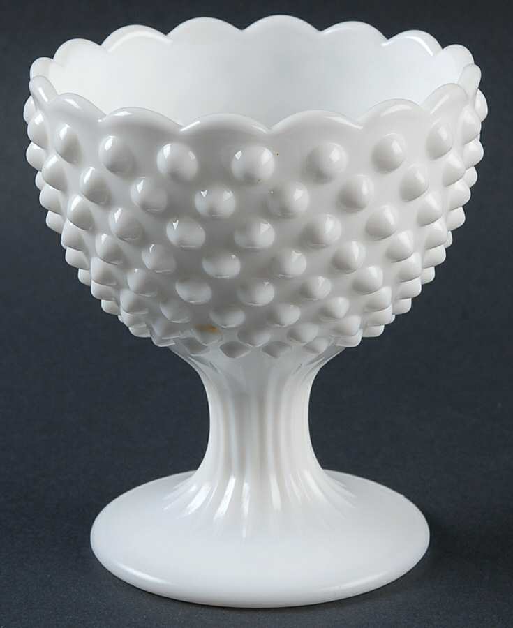 Hobnail Milk Glass Bowl for Chip & Dip Set by Fenton-1