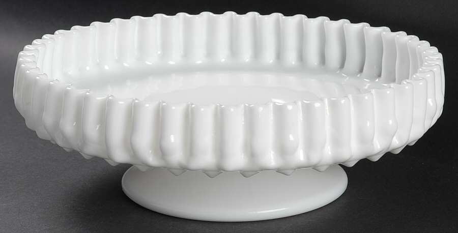 Hobnail Milk Glass 10" Shallow Round Bowl by Fenton-1