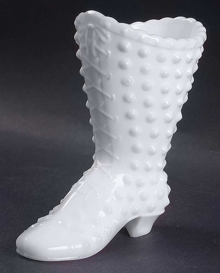 Hobnail Milk Glass Boot by Fenton-1