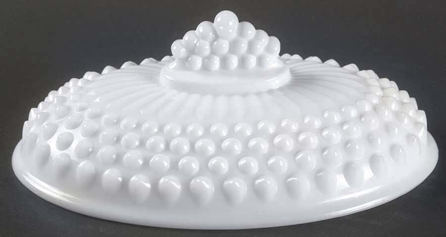 Hobnail Milk Glass Oval Candy Dish, Lid Only by Fenton-1