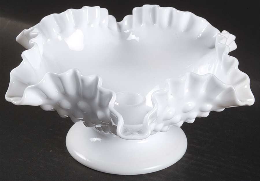 Hobnail Milk Glass Candle Bowl by Fenton-1