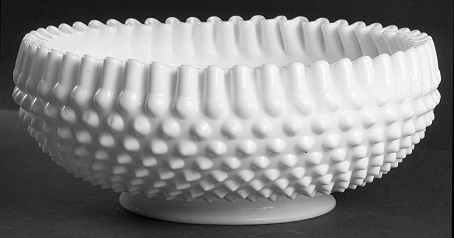 Hobnail Milk Glass 9" Cupped Bowl by Fenton-1