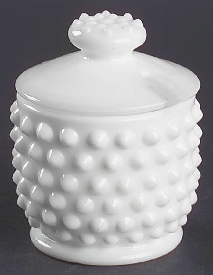 Hobnail Milk Glass Mustard & Lid by Fenton-1