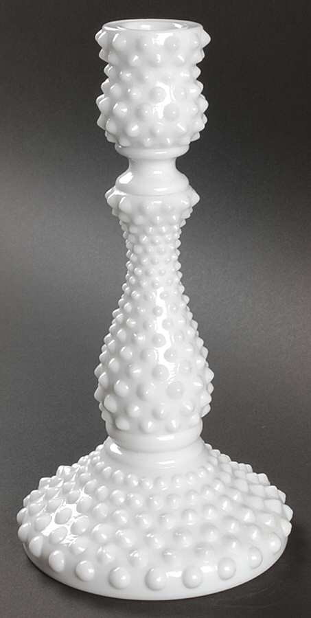 Hobnail Milk Glass 8" Single Light Candlestick by Fenton-1