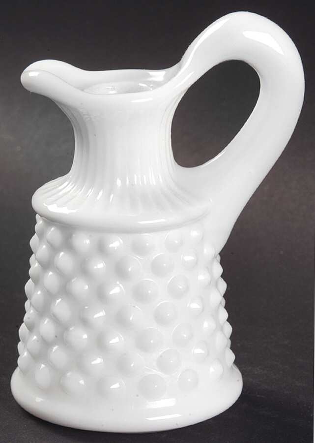 Hobnail Milk Glass Oil Cruet No Stopper by Fenton-1