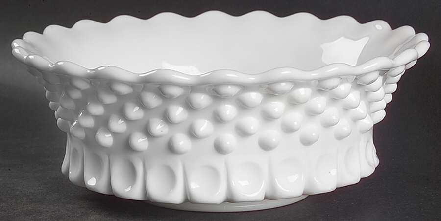 Hobnail Milk Glass 8" Round Bowl by Fenton-1