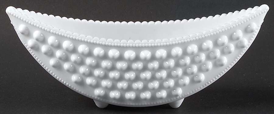 Hobnail Milk Glass 8" Crescent Planter by Fenton-1