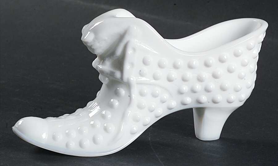 Hobnail Milk Glass Slipper by Fenton-1