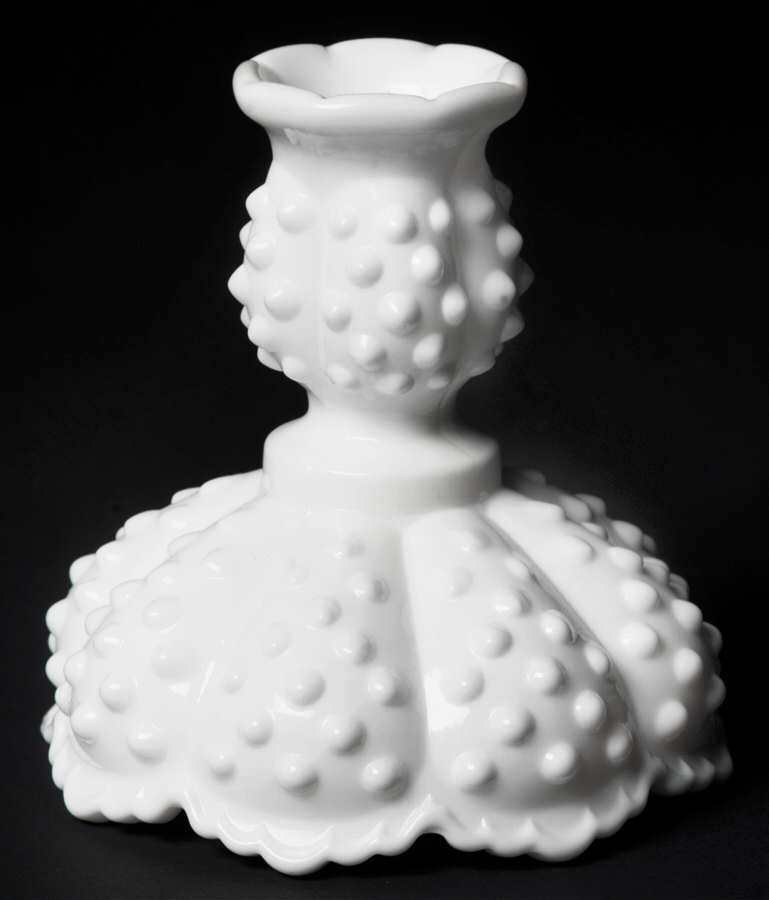 Hobnail Milk Glass 4" Single Light Candlestick by Fenton-1