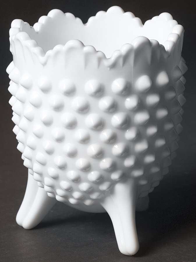 Hobnail Milk Glass 5" 3-Toed Vase by Fenton-1