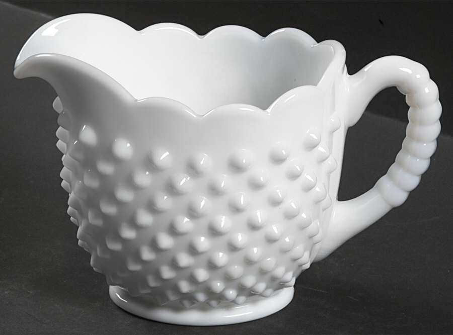 Hobnail Milk Glass Oval Creamer by Fenton-1