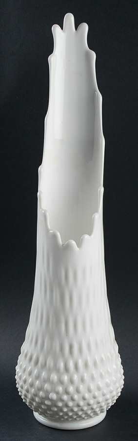 Hobnail Milk Glass #3759 15" To 18" Swung Vase by Fenton-1