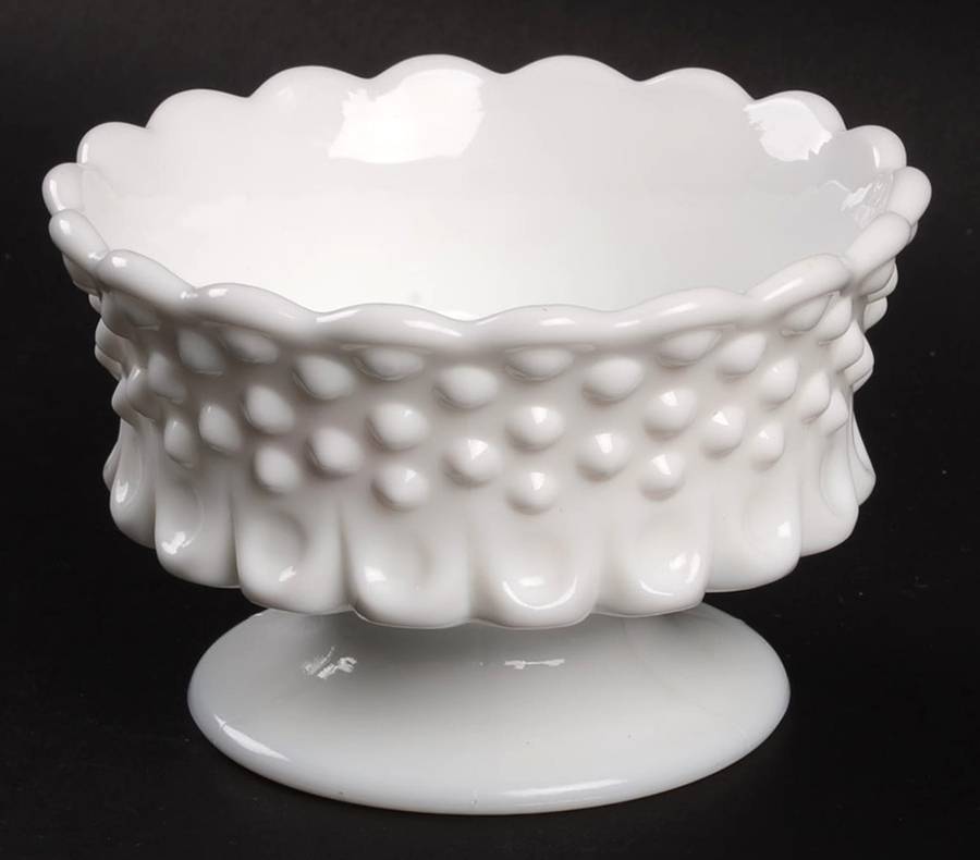 Hobnail Milk Glass Footed Small Candleholder by Fenton-1