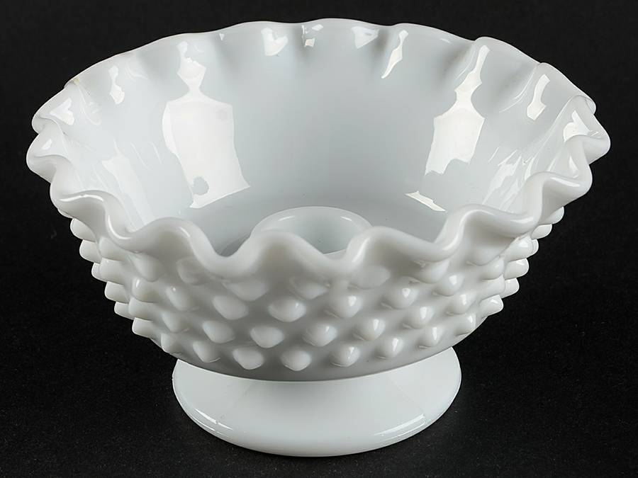 Hobnail Milk Glass Candle Bowl by Fenton-1