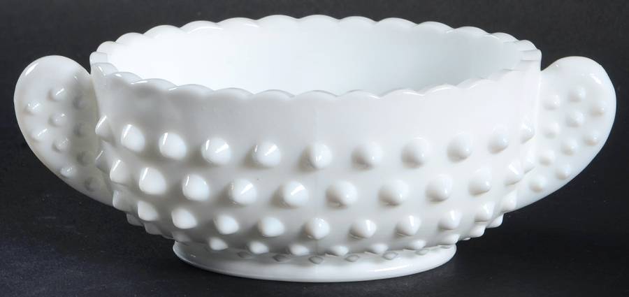 Hobnail Milk Glass Oval Nut Dish by Fenton-1
