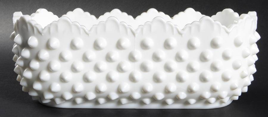 Hobnail Milk Glass 8" Oblong Planter by Fenton-1