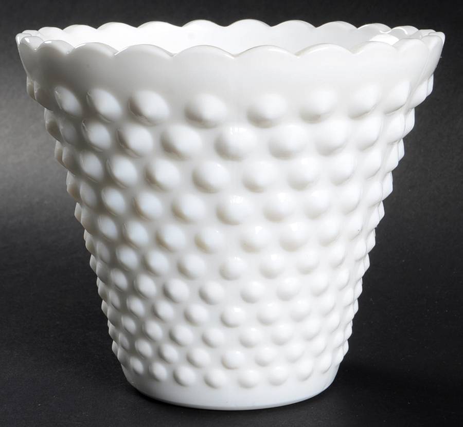 Hobnail Milk Glass 4" Jardiniere by Fenton-1