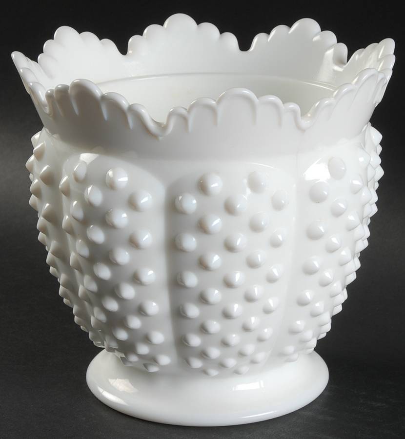 Hobnail Milk Glass 5" Jardiniere by Fenton-1