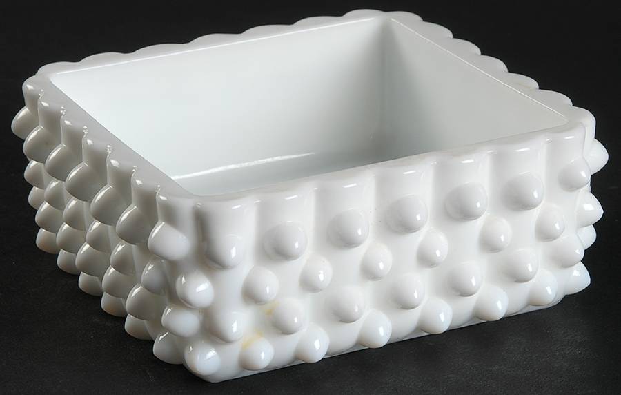 Hobnail Milk Glass Cigarette Box No Lid by Fenton-1
