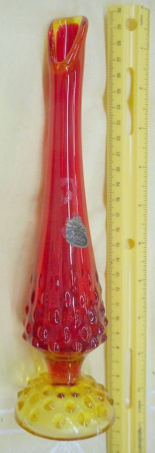 Hobnail Orange #3756 7" To 11" Swung Bud Vase by Fenton-1