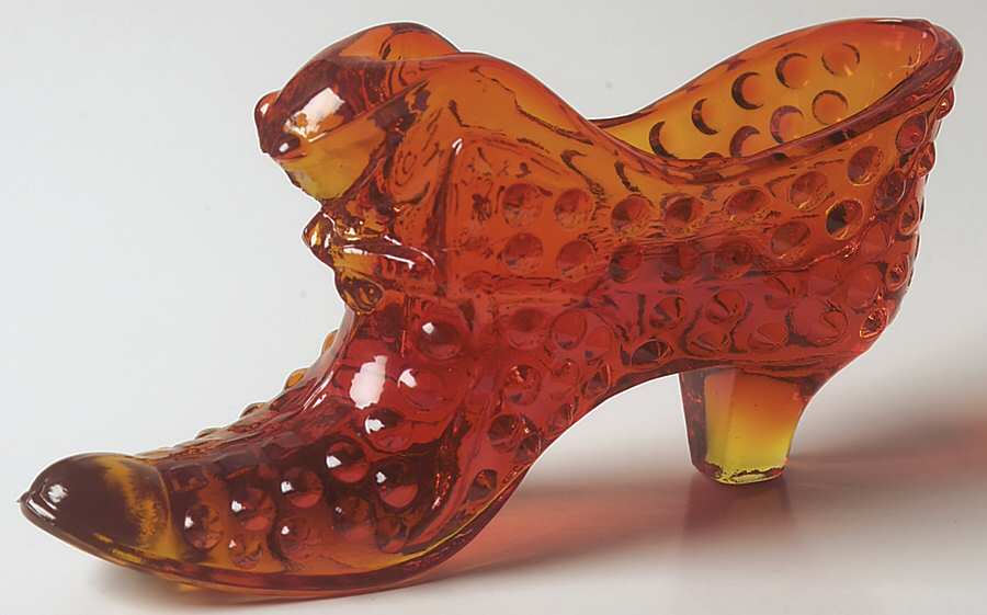 Hobnail Orange Slipper by Fenton-1