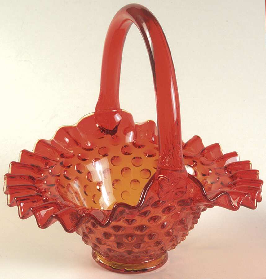 Hobnail Orange #389/3837 Hobnail 7" Basket by Fenton-1
