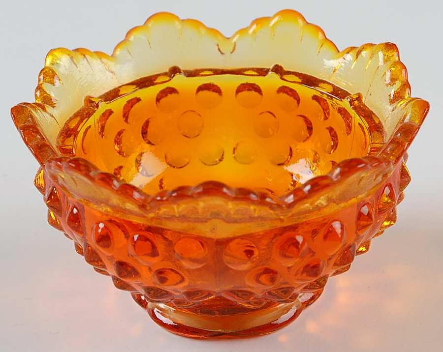 Hobnail Orange Base for (2 Piece) Fairy Lamp by Fenton-1