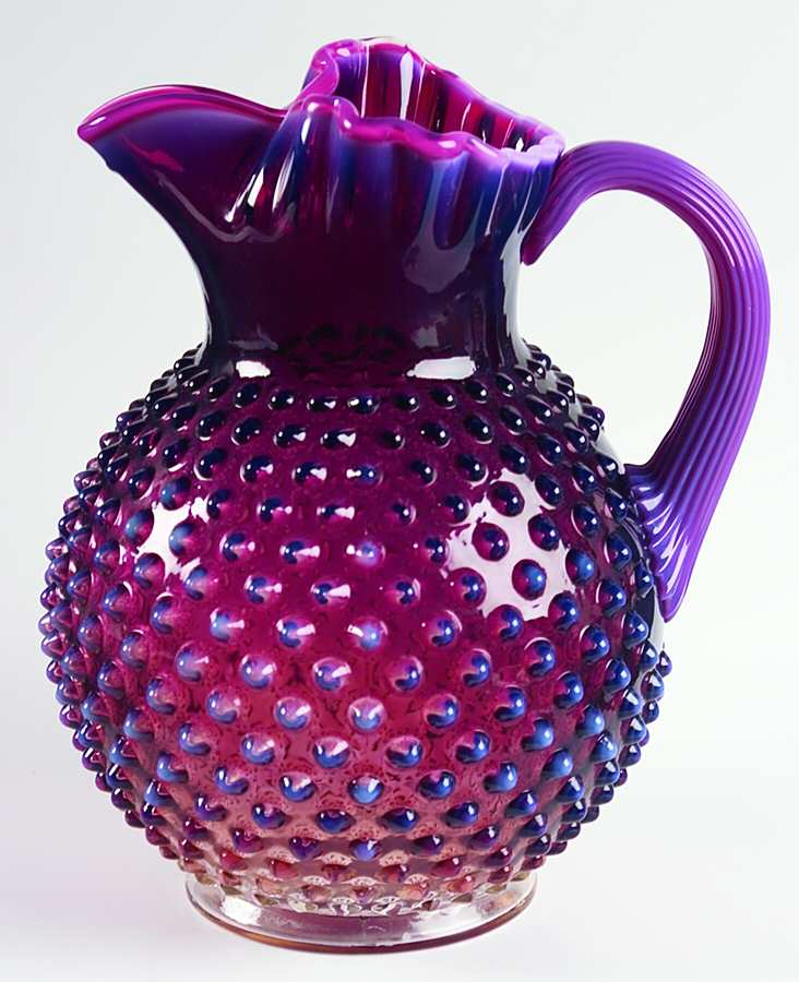 Hobnail Plum (Opalescent) 70 Oz Ice Lip Jug by Fenton-1