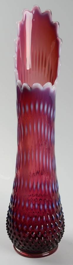 Hobnail Plum (Opalescent) #3759 15" To 18" Swung Vase by Fenton-1