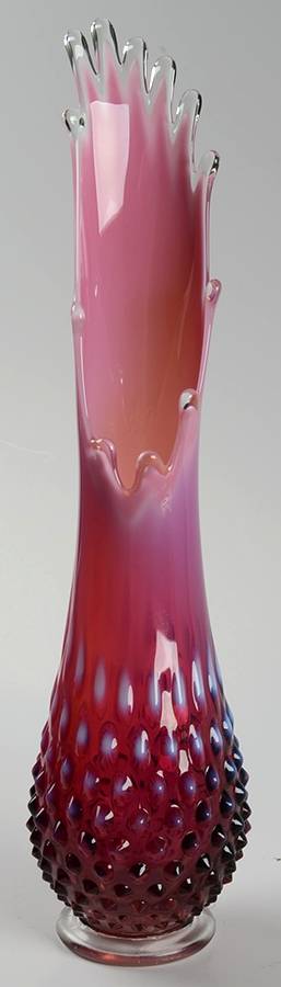 Hobnail Plum (Opalescent) #3758 10" To 14" Swung Bud Vase by Fenton-1
