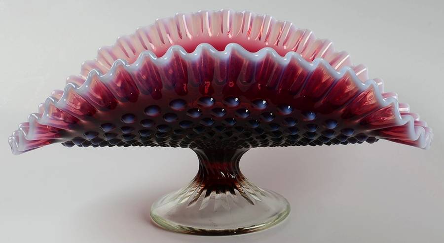 Hobnail Plum (Opalescent) Banana Stand by Fenton-1