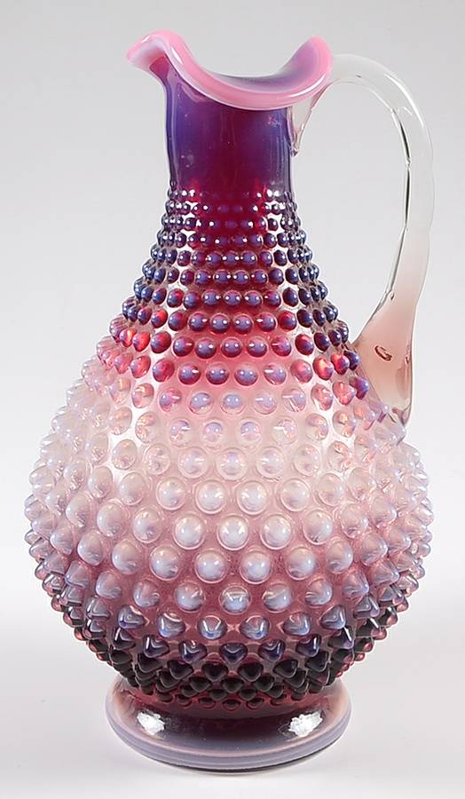 Hobnail Plum (Opalescent) Handled Wine Decanter No Stopper by Fenton-1