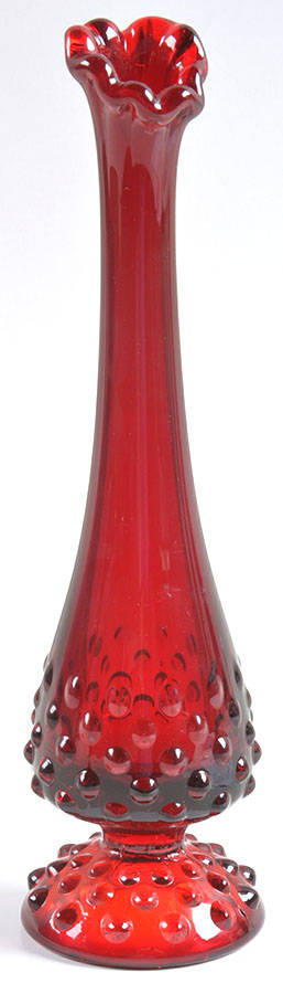 Hobnail Ruby #3756 7" To 11" Swung Bud Vase by Fenton-1