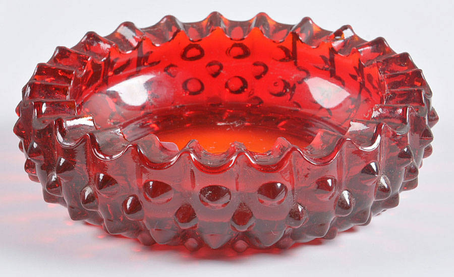 Hobnail Ruby 5" Round Ashtray by Fenton-1