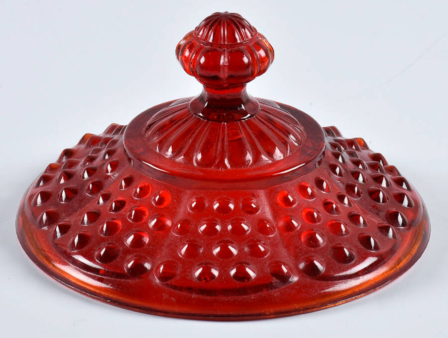 Hobnail Ruby Lid for Low Footed Candy Box by Fenton-1
