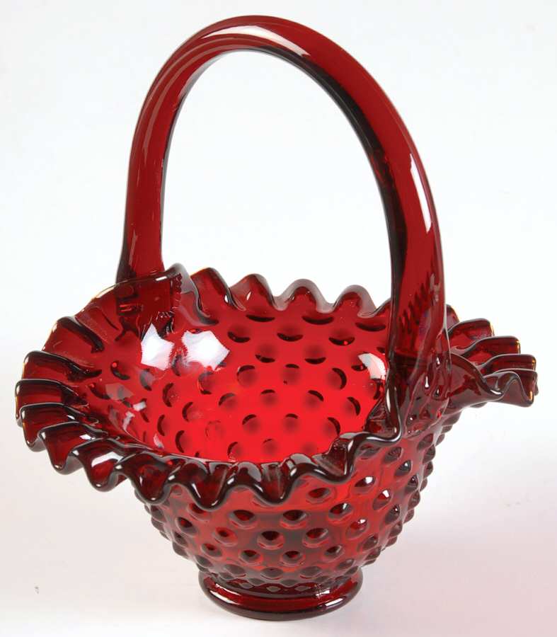 Hobnail Ruby #389/3837 Hobnail 7" Basket by Fenton-1