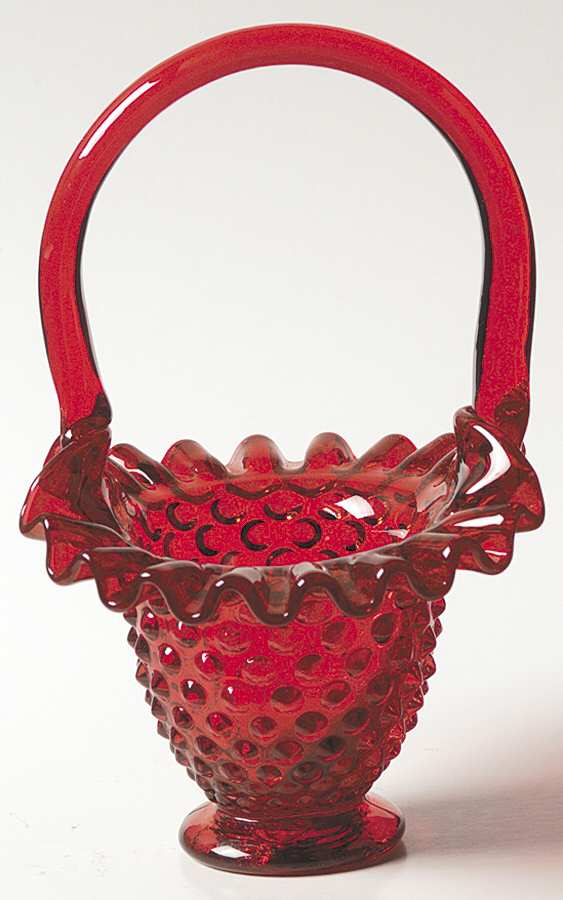 Hobnail Ruby #3834 Hobnail 4" Basket by Fenton-1