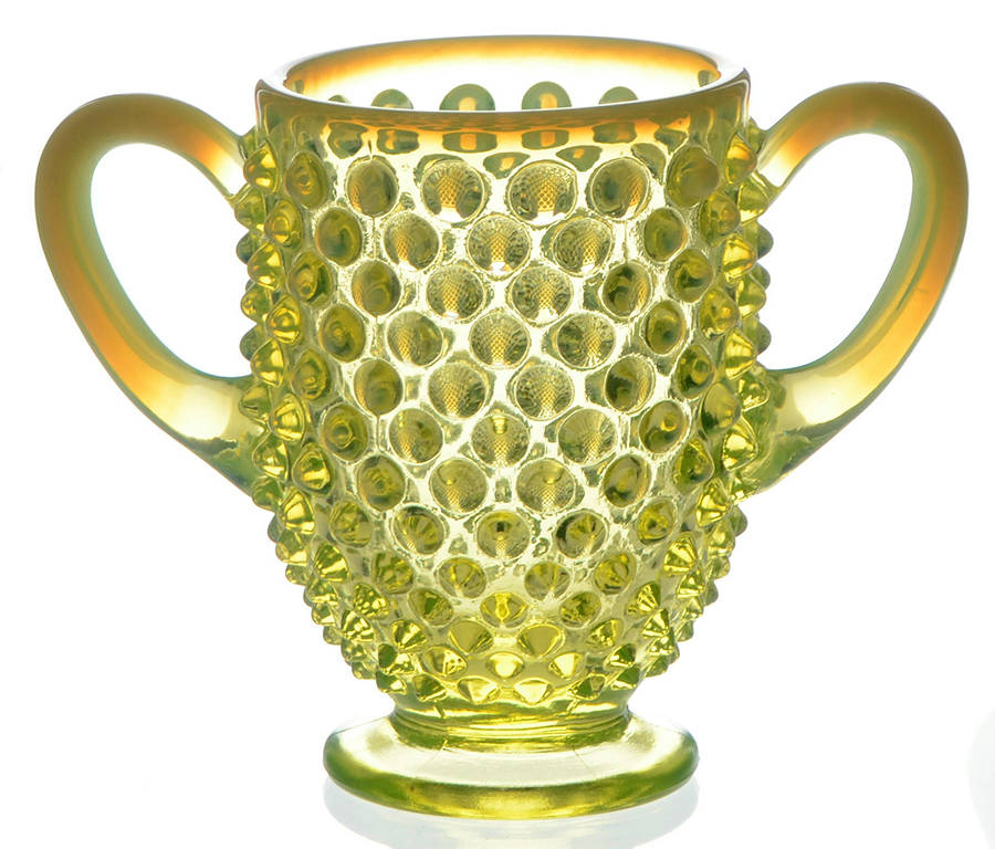 Hobnail Topaz (Opalescent) Footed Open Sugar by Fenton-1