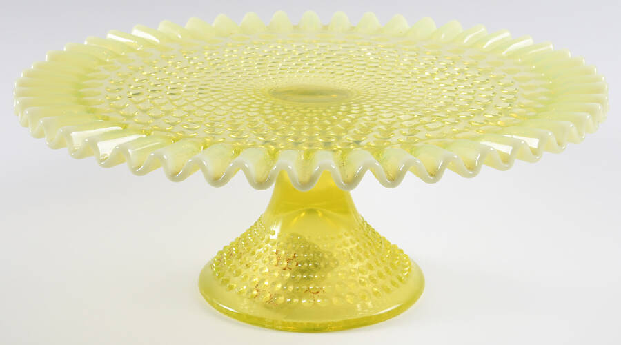Hobnail Topaz (Opalescent) Round Cake Stand by Fenton-1
