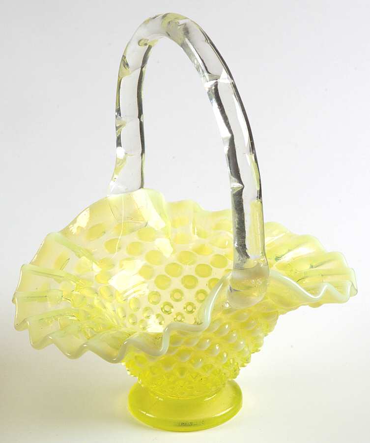Hobnail Topaz (Opalescent) #389/3834 Hobnail 6" Basket by Fenton-1