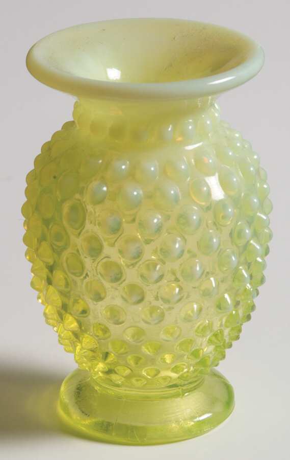 Hobnail Topaz (Opalescent) 4" Flared Miniature Vase by Fenton-1