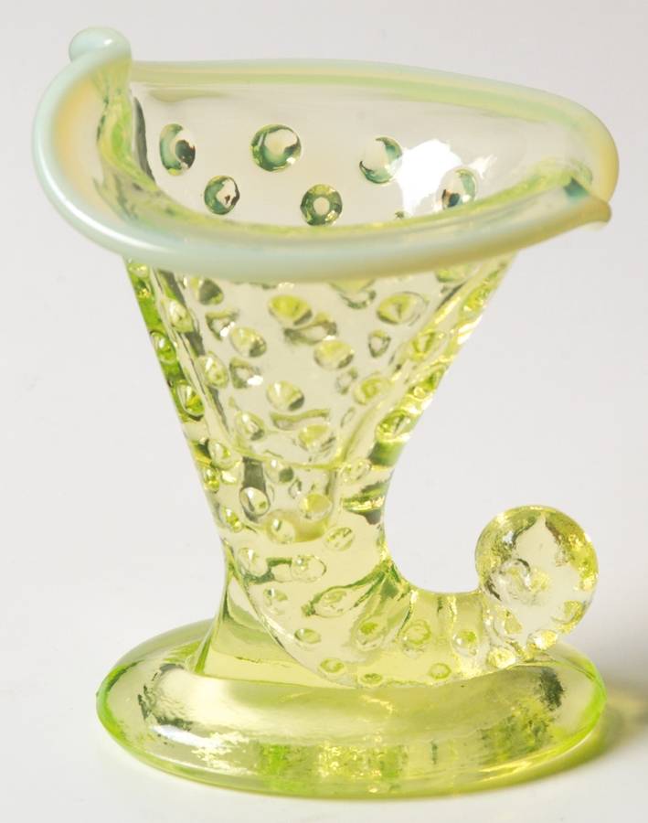 Hobnail Topaz (Opalescent) Mini Cornucopia/Candleholder by Fenton-1