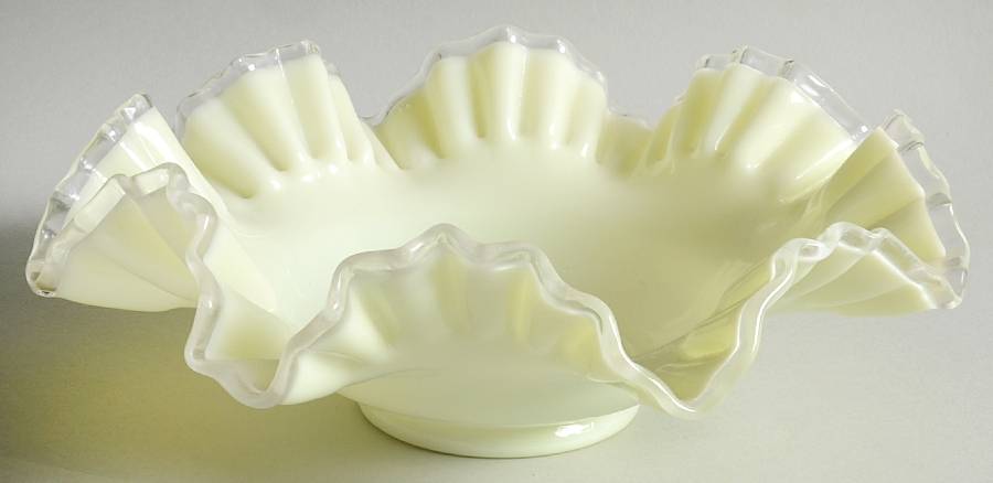 Ivory Crest 10" Round Crimped Bowl by Fenton-1