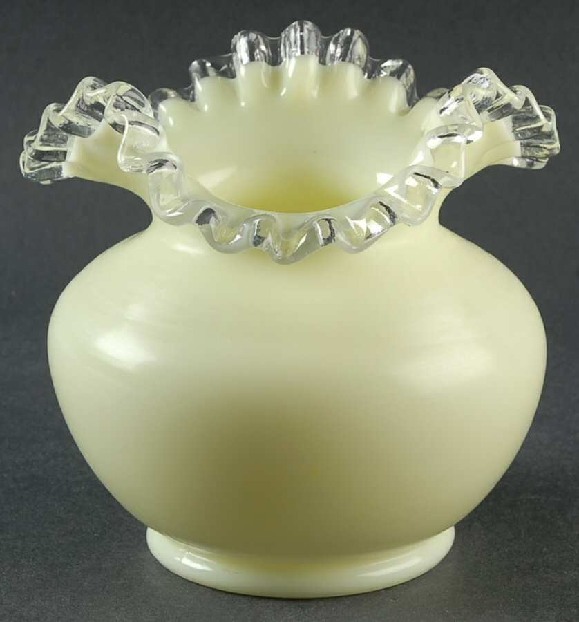 Ivory Crest 5" Crimped Triangle Vase by Fenton-1