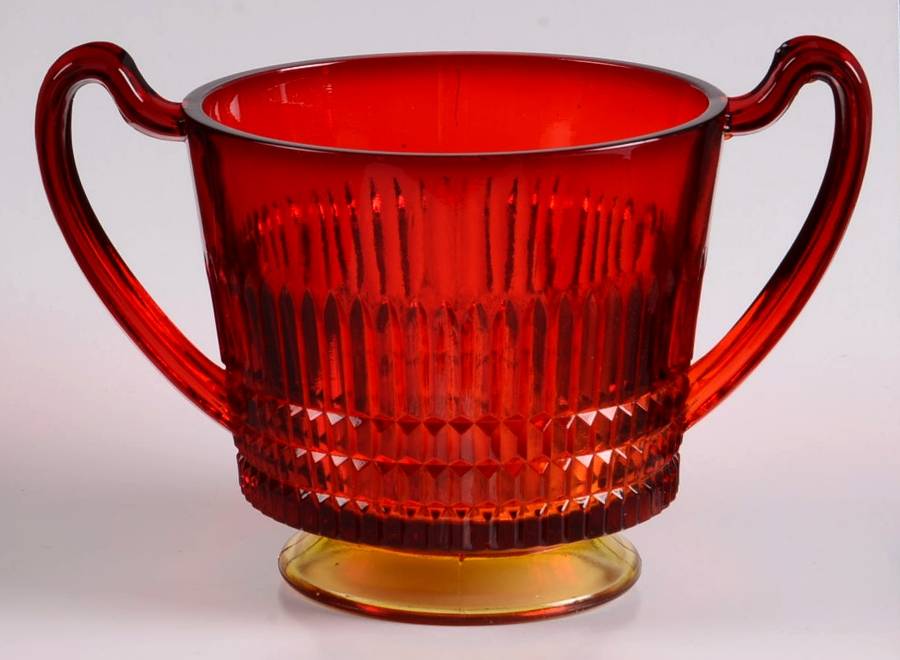 Lincoln Inn Ruby Red Footed Open Sugar by Fenton-1