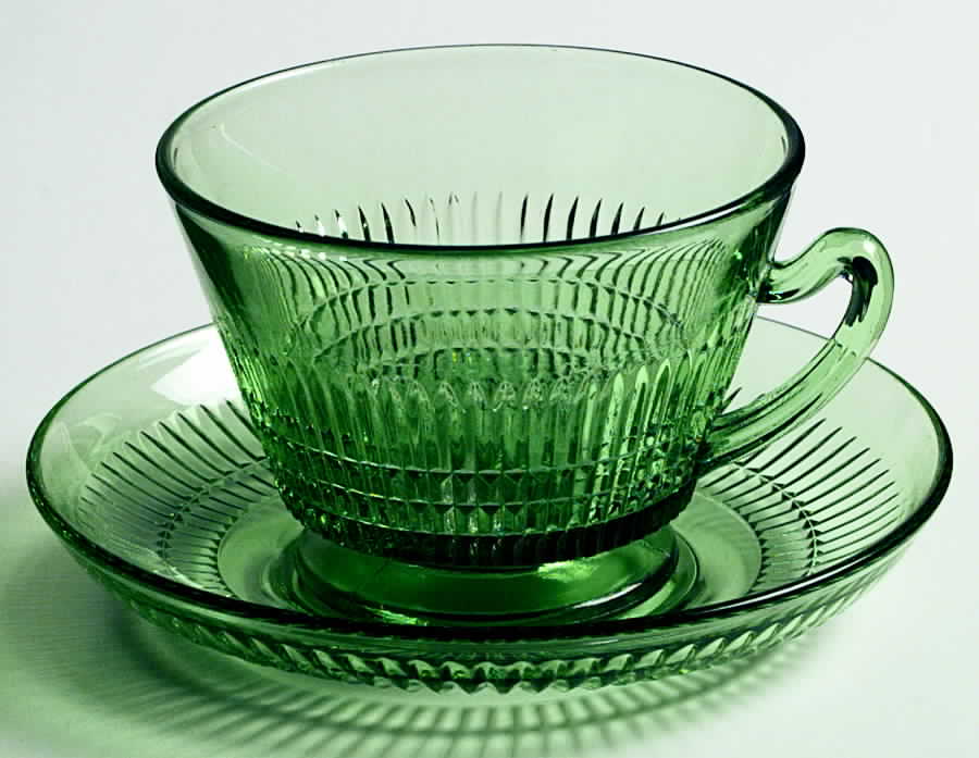 Lincoln Inn Green Cup & Saucer Set by Fenton-1