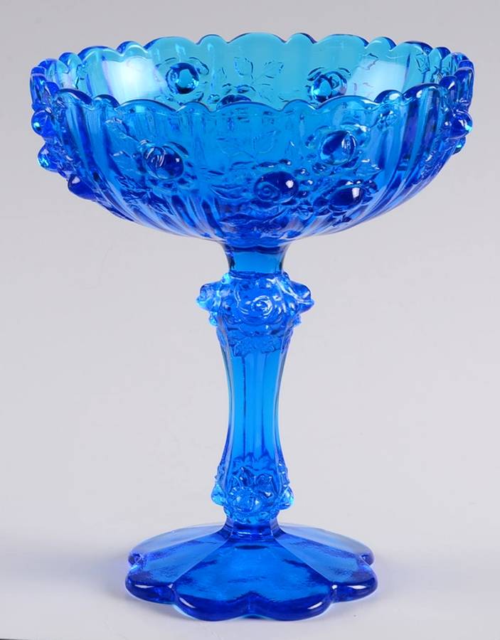 Rose Blue Tall Compote by Fenton-1