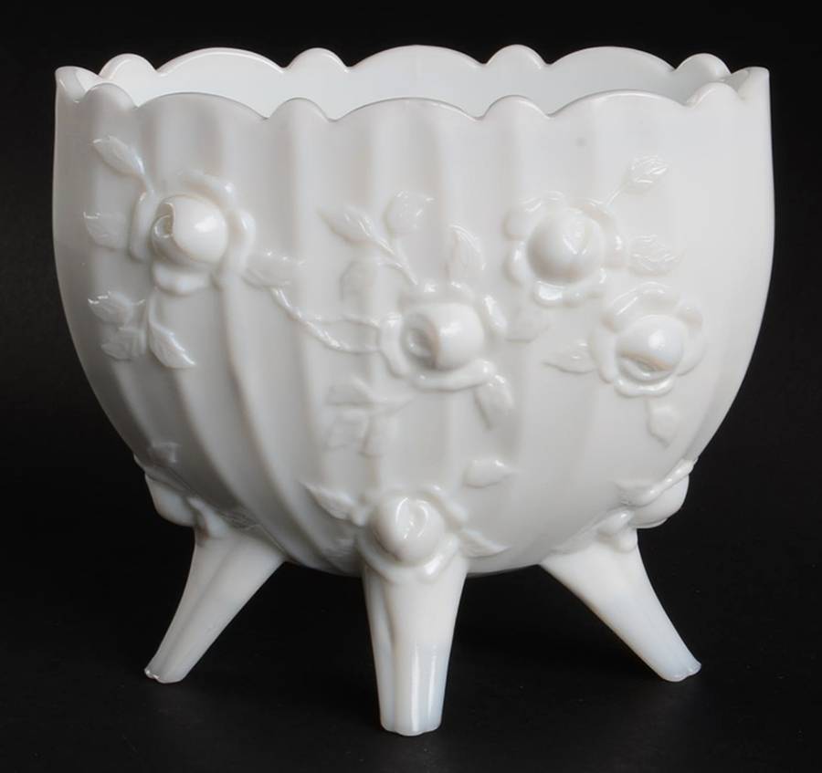 Rose Milk Glass 4" 4-Toed Flower Vase by Fenton-1